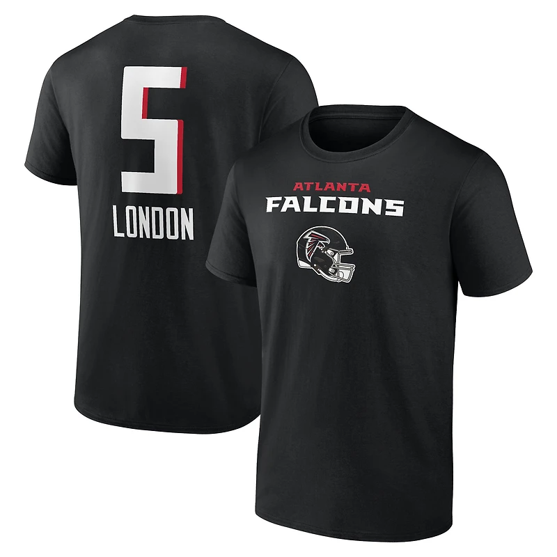 Men's Drake London Black Atlanta Falcons Team Wordmark Name & Number T-Shirt
