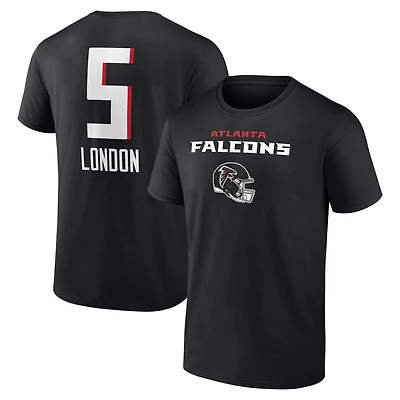 Men's Drake London Black Atlanta Falcons Team Wordmark Name & Number T-Shirt