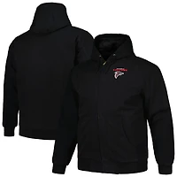Dunbrooke Black Atlanta Falcons Big & Tall Dakota Sweat à capuche en toile Veste entièrement zippée