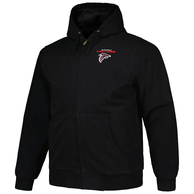 Men's Dunbrooke Black Atlanta Falcons Big & Tall Dakota Canvas Hoodie Full-Zip Jacket