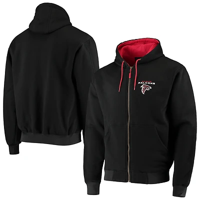 Sweat à capuche zippé Dunbrooke noir Atlanta Falcons Craftsman pour homme, doublé thermique.