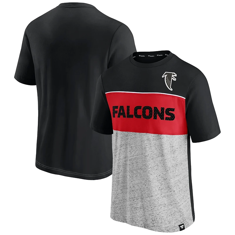 Men's Fanatics Black/Heathered Gray Atlanta Falcons Throwback Colorblock T-Shirt