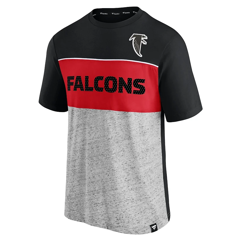 Men's Fanatics Black/Heathered Gray Atlanta Falcons Throwback Colorblock T-Shirt