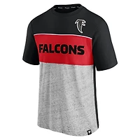 Men's Fanatics Black/Heathered Gray Atlanta Falcons Throwback Colorblock T-Shirt