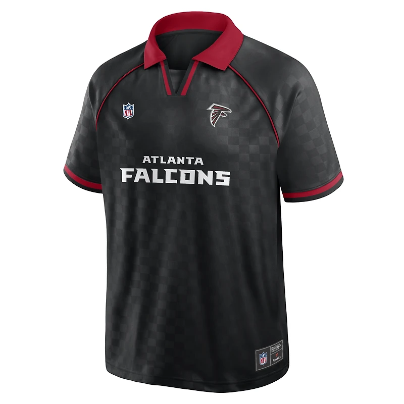 Men's Fanatics Black/Red Atlanta Falcons Homerun Raglan V-Neck Polo