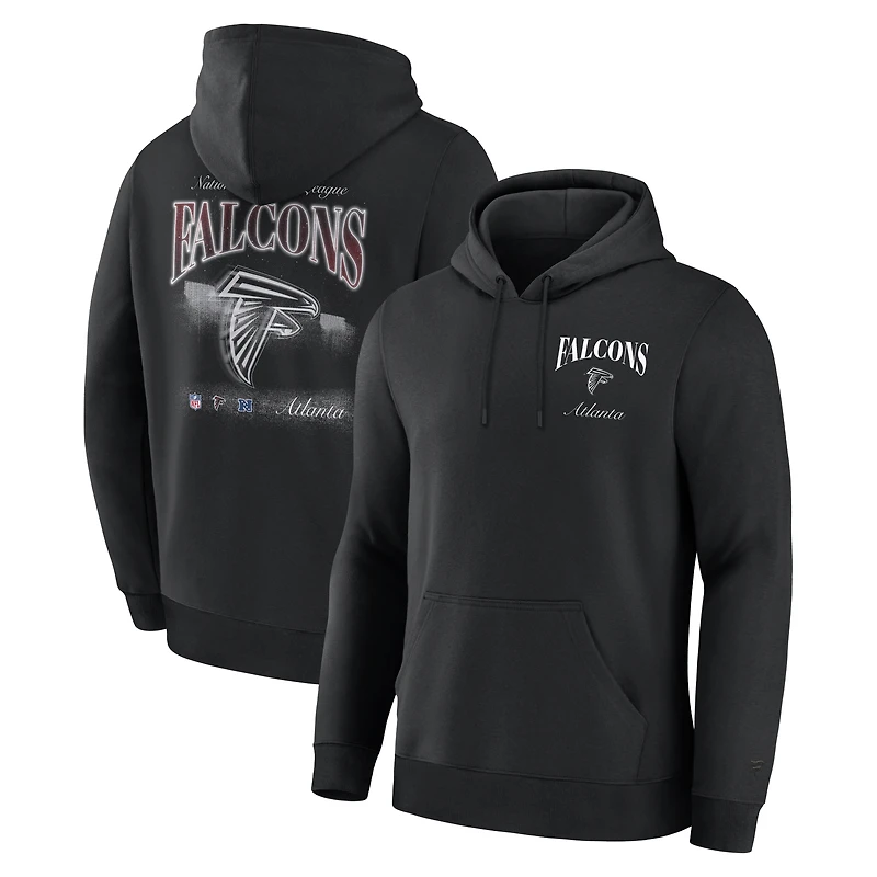 Sweat à capuche polaire Fanatics noir pour homme avec logo des Falcons d'Atlanta au dos