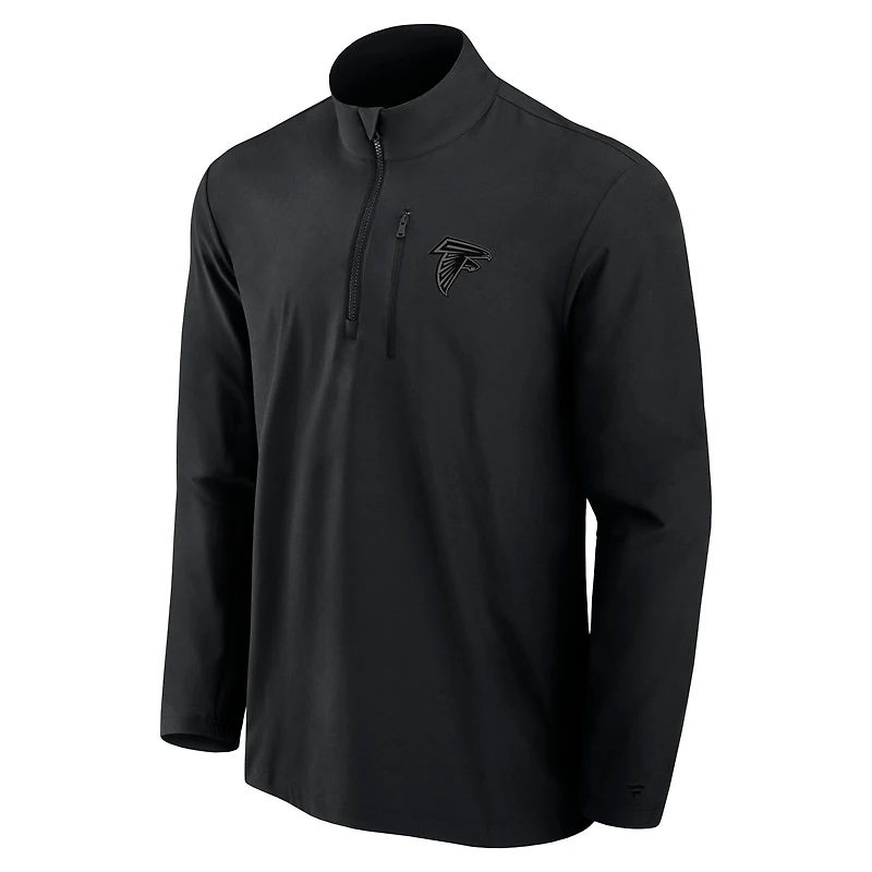 Pull Fanatics noir pour homme avec fermeture éclair quart de tour des Falcons d'Atlanta