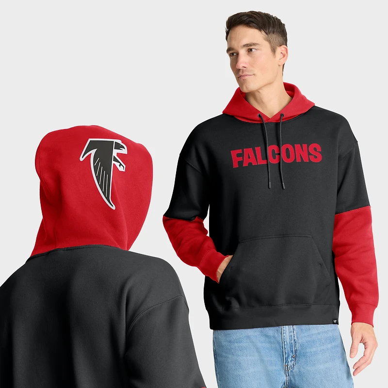 Sweat à capuche rétro noir Fanatics pour homme avec casque des Falcons d'Atlanta