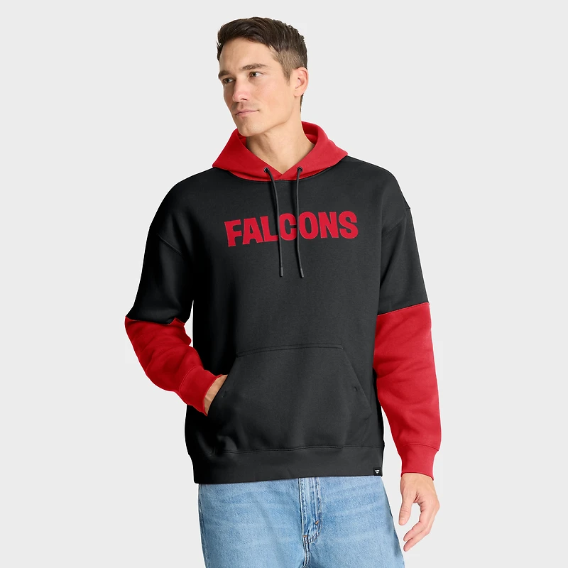 Sweat à capuche rétro noir Fanatics pour homme avec casque des Falcons d'Atlanta
