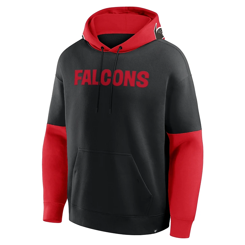 Sweat à capuche rétro noir Fanatics pour homme avec casque des Falcons d'Atlanta