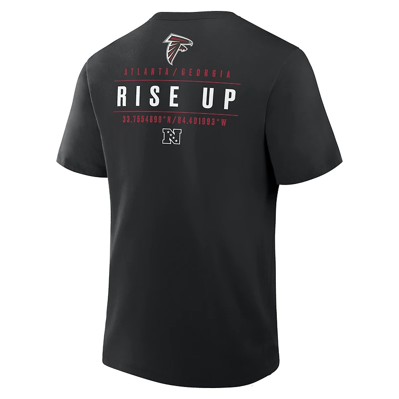 T-shirt noir Fanatics pour homme avec poche passe des Falcons d'Atlanta