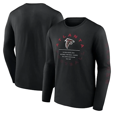 T-shirt noir à manches longues Fanatics Atlanta Falcons Stat Sheet pour hommes