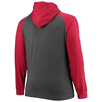 Sweat à capuche léger raglan pour hommes Fanatics rouge/anthracite chiné des Atlanta Falcons Big & Tall