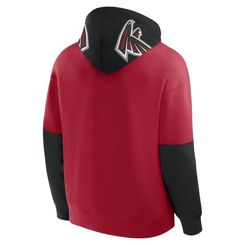 Sweat à capuche rouge Fanatics pour homme avec casque des Falcons d'Atlanta