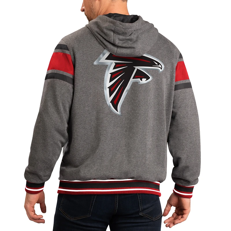 Veste à capuche réversible zippée intégrale G-III Sports by Carl Banks grise et rouge Atlanta Falcons Extreme pour homme