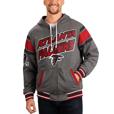 Veste à capuche réversible zippée intégrale G-III Sports by Carl Banks grise et rouge Atlanta Falcons Extreme pour homme