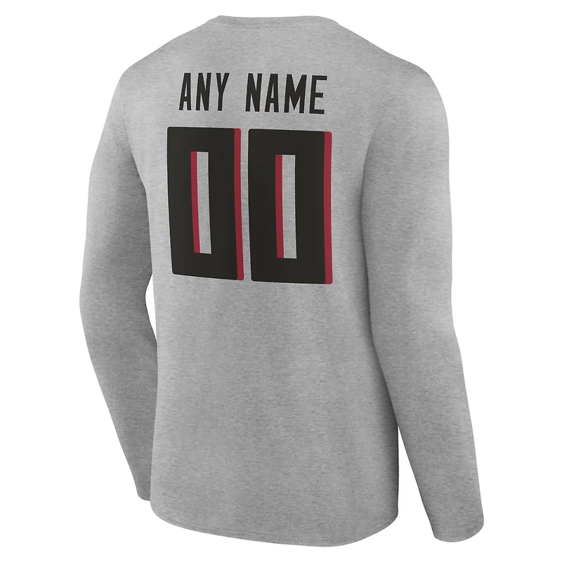 Men's Gray Atlanta Falcons Team Authentic Personalized Name & Number Long Sleeve T-Shirt