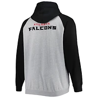 Veste à capuche raglan en polaire Big & Tall Atlanta Falcons gris chiné pour homme