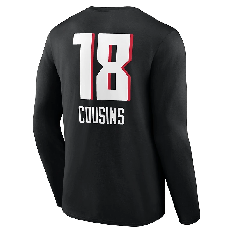 Men's Kirk Cousins Black Atlanta Falcons Team Wordmark Name & Number Long Sleeve T-Shirt