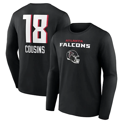 Men's Kirk Cousins Black Atlanta Falcons Team Wordmark Name & Number Long Sleeve T-Shirt