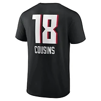 T-shirt noir Kirk Cousins ​​pour homme avec nom et numéro de l'équipe des Falcons d'Atlanta