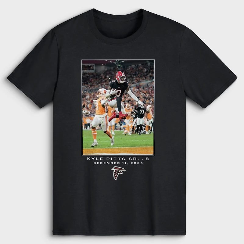 T-shirt noir Kyle Pitts Sr. Atlanta Falcons NFL Flash Features Semaine 15
