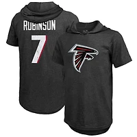 Majestic Threads pour homme Bijan Robinson Noir Atlanta Falcons Nom et numéro du joueur T-shirt à capuche ajusté en trois mélanges