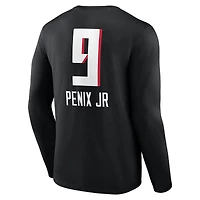 Men's Michael Penix Jr. Black Atlanta Falcons Team Wordmark Name & Number Long Sleeve T-Shirt