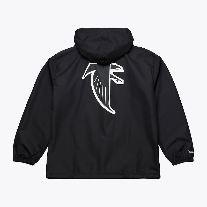Men's Mitchell & Ness Black Atlanta Falcons Coaches Full-Snap Hooded Windbreaker Jacket