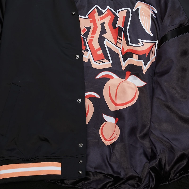 Veste zippée complète en satin noir Atlanta Falcons Double Down Varsity pour homme