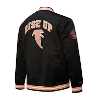 Veste zippée complète en satin noir Atlanta Falcons Double Down Varsity pour homme