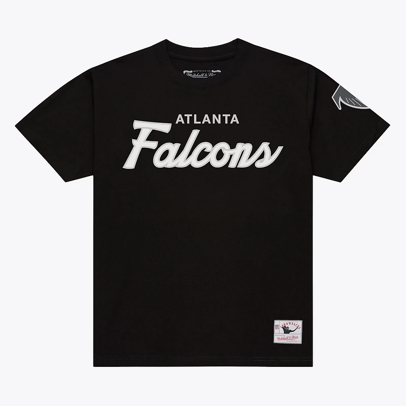 T-shirt classique noir Mitchell & Ness pour homme, représentant l'entraîneur-chef des Falcons d'Atlanta