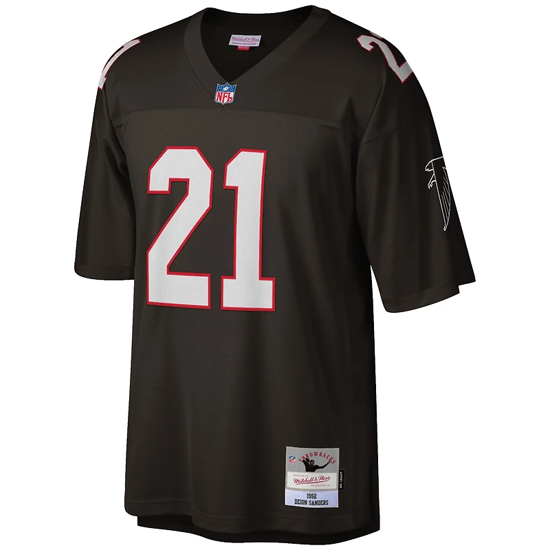 Maillot de réplique joueur retraité Mitchell & Ness Deion Sanders des Atlanta Falcons Big Tall 1992 noir pour hommes