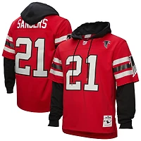 Sweat à capuche rouge pour homme Mitchell & Ness Deion Sanders avec nom et numéro de joueur des Falcons d'Atlanta Legacy Jersey