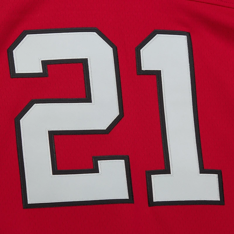Sweat à capuche rouge pour homme Mitchell & Ness Deion Sanders avec nom et numéro de joueur des Falcons d'Atlanta Legacy Jersey