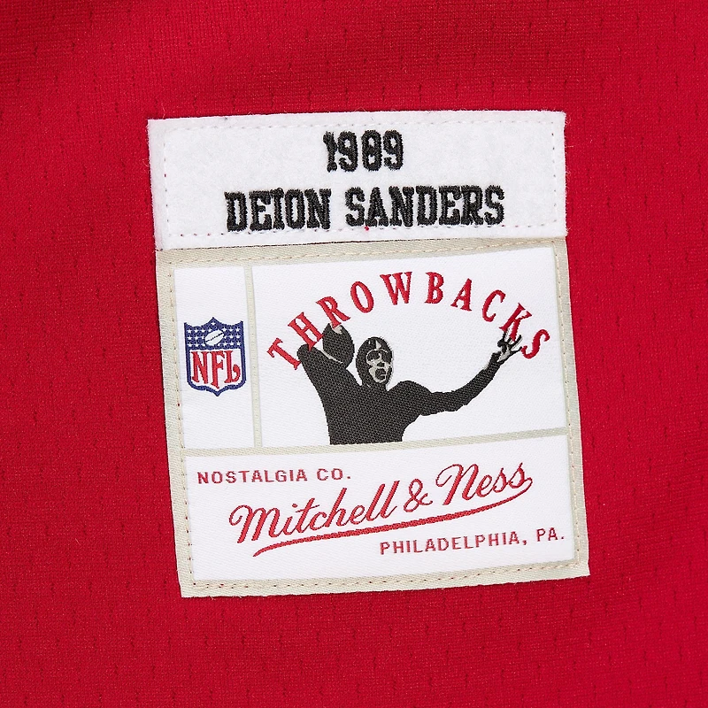 Sweat à capuche rouge pour homme Mitchell & Ness Deion Sanders avec nom et numéro de joueur des Falcons d'Atlanta Legacy Jersey