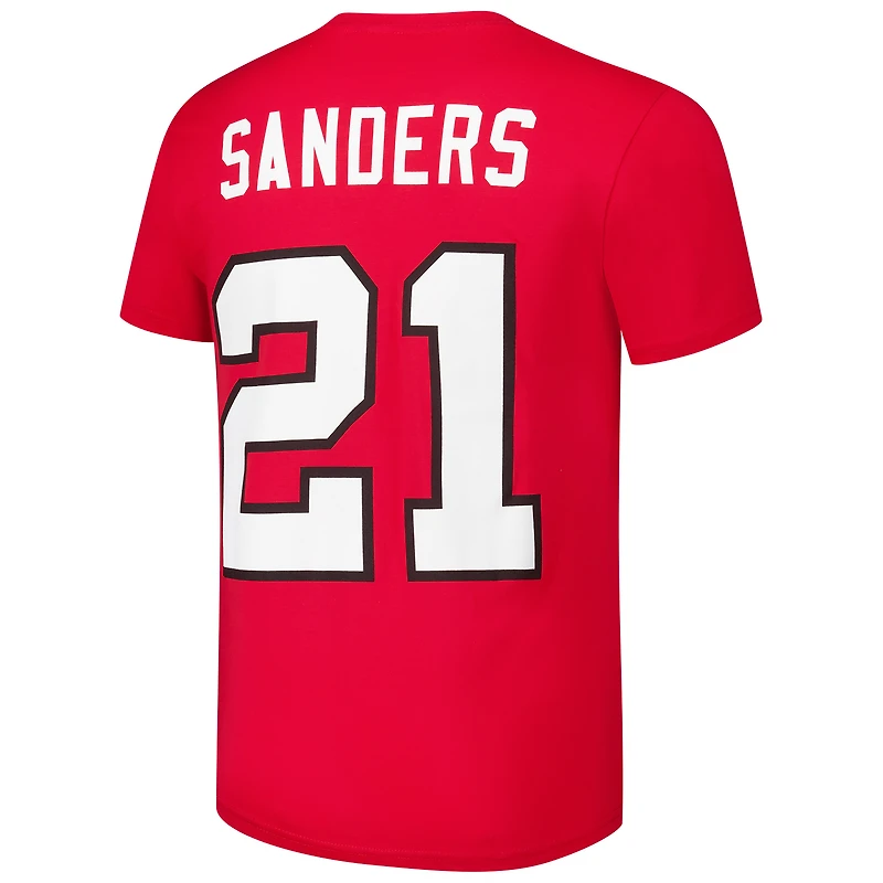 T-shirt rouge Mitchell & Ness Deion Sanders pour homme avec nom et numéro de joueur retraité des Falcons d'Atlanta