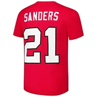 T-shirt rouge Mitchell & Ness Deion Sanders pour homme avec nom et numéro de joueur retraité des Falcons d'Atlanta