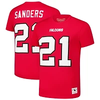 T-shirt rouge Mitchell & Ness Deion Sanders pour homme avec nom et numéro de joueur retraité des Falcons d'Atlanta