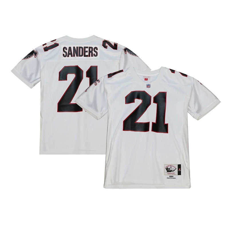 Maillot de joueur retraité authentique Mitchell & Ness Deion Sanders des Atlanta Falcons 1991 blanc