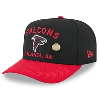 Casquette ajustée New Era 59FIFTY noire/rouge pour homme, modèle A-Frame, draft NFL 2025, des Falcons d'Atlanta