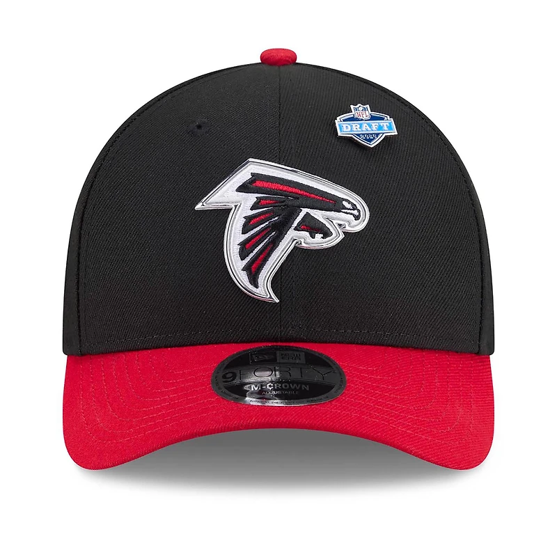 Casquette ajustable New Era noire et rouge Atlanta Falcons 2026 NFL Draft 9FORTY M-Crown pour homme