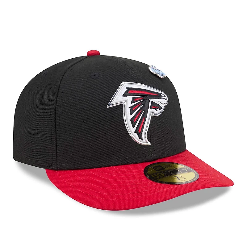Casquette New Era 59FIFTY pré-courbée noire et rouge pour homme, Atlanta Falcons, Draft NFL 2026