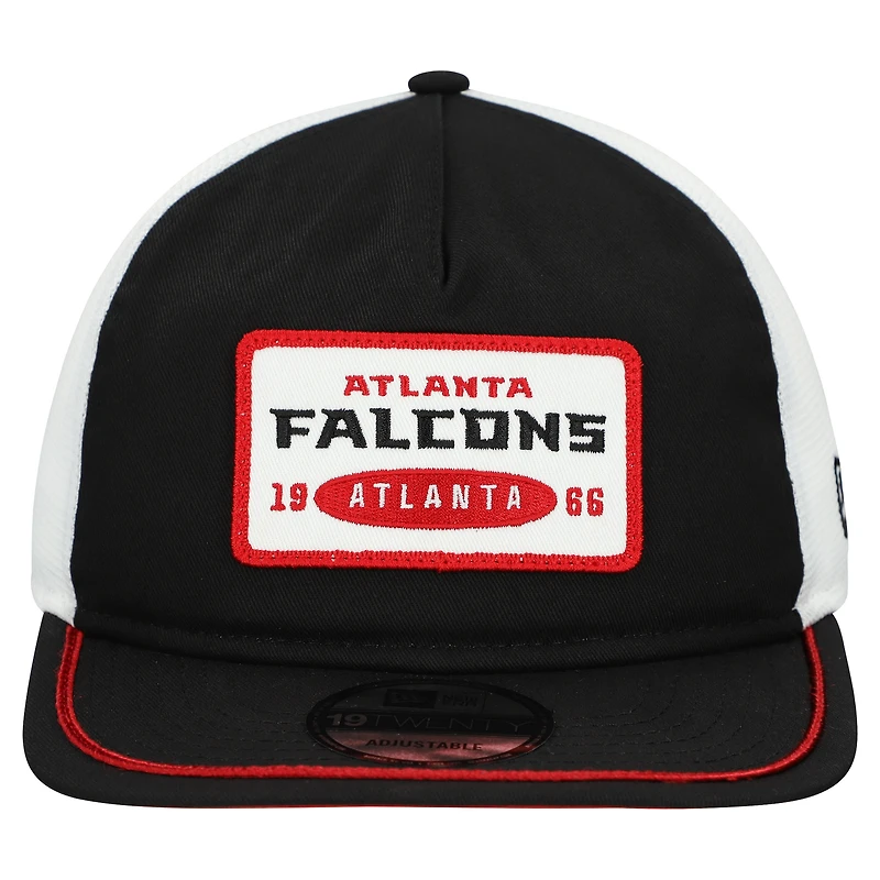 Casquette ajustable New Era noire/blanche 19TWENTY pour homme avec écusson des Falcons d'Atlanta