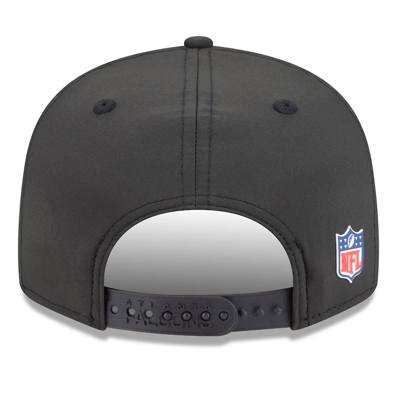 Casquette snapback 9FIFTY noire New Era pour homme, modèle Atlanta Falcons 2025, avec panneau fendu sur le côté