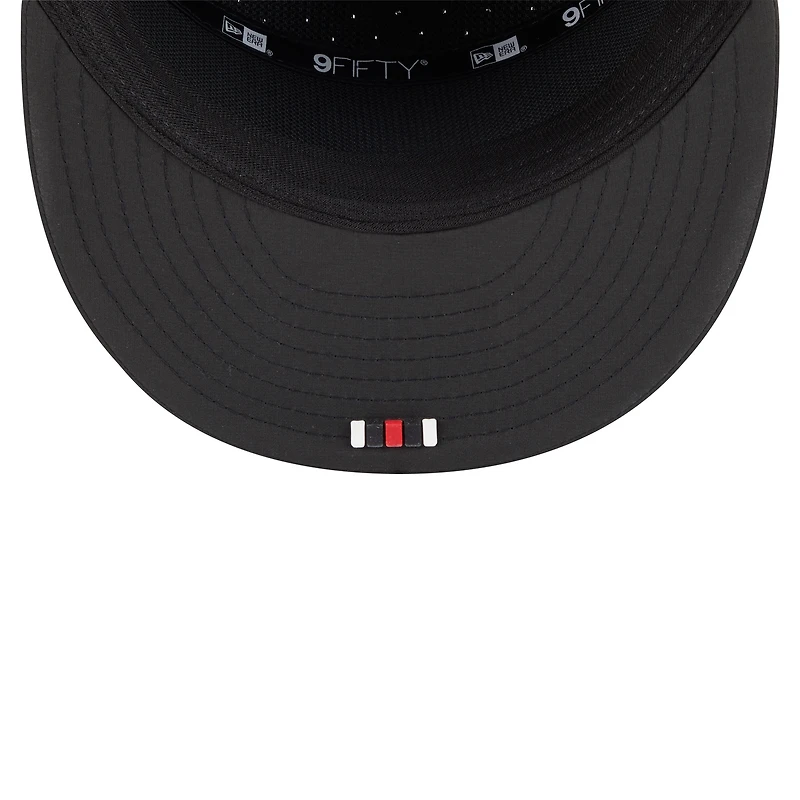 Casquette snapback 9FIFTY noire New Era pour homme, modèle Atlanta Falcons 2025, avec panneau fendu sur le côté