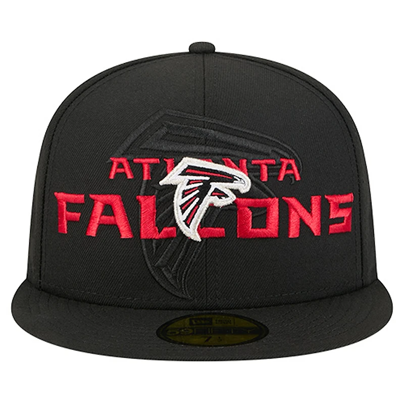 Men's New Era  Black Atlanta Falcons Overlap Wordmark 59FIFTY Fitted Hat