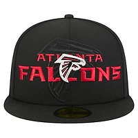 Men's New Era  Black Atlanta Falcons Overlap Wordmark 59FIFTY Fitted Hat