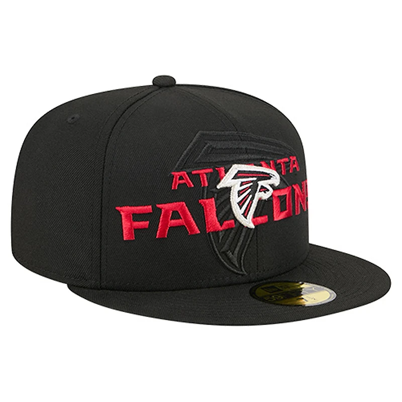Casquette ajustée noire Atlanta Falcons Overlap Wordmark 59FIFTY pour homme de New Era