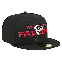 Casquette ajustée noire Atlanta Falcons Overlap Wordmark 59FIFTY pour homme de New Era